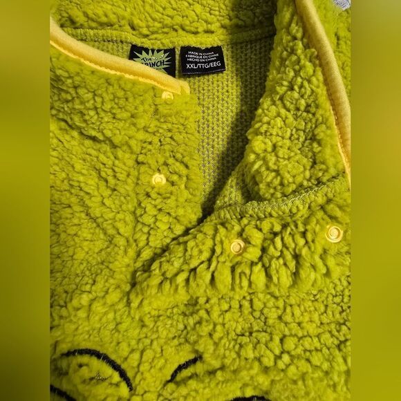 Dr. Seuss Big Men's Grinch Cosplay Faux Shearling Fleece Shacket Size XXL - Picture 9 of 9